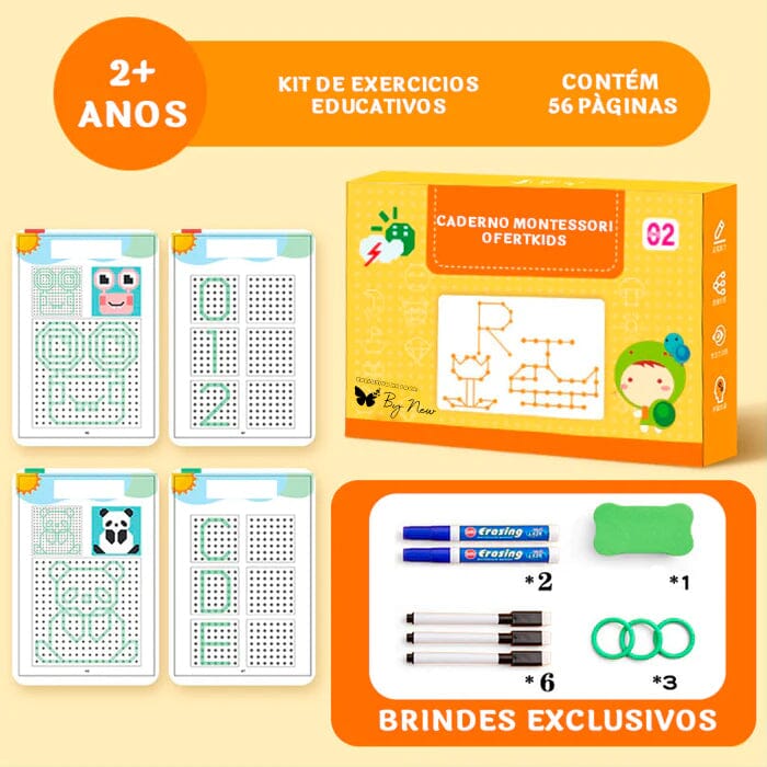 Caderno Mágico Montessori™ + Brindes 0 Loja By News Brasil 56 Exercícios 