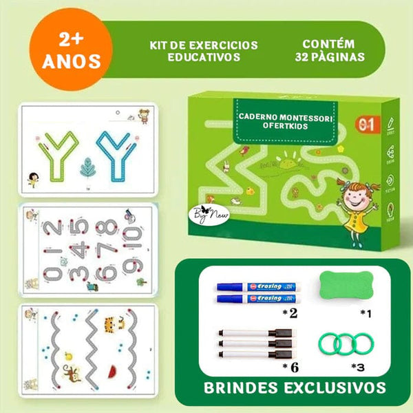 Caderno Mágico Montessori™ + Brindes 0 Loja By News Brasil 32 Exercícios 